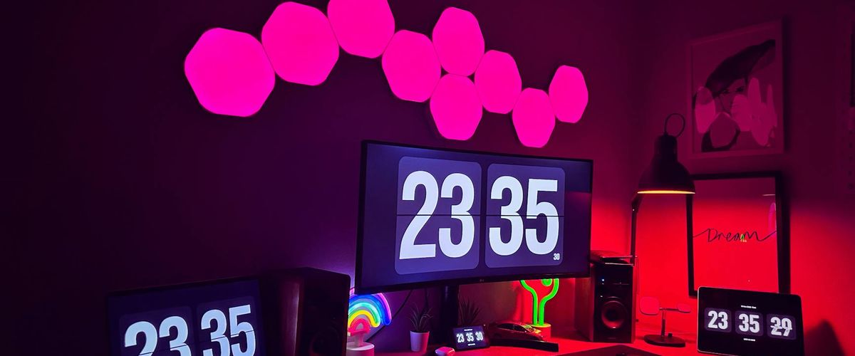 Minimalist tech workspace with neon accents for focus